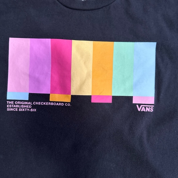 VANS Shirt Men SMALL Black Original Checkerboard Short Sleeve Tee Crew Neck - Picture 8 of 10
